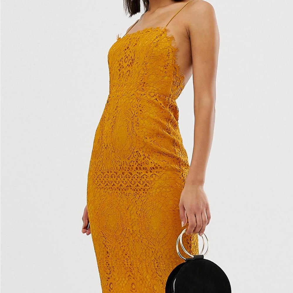 ASOS Square neck midi pencil dress In lace